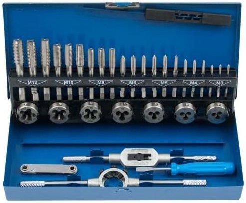 Gewindeschneidsatz 32tlg, Gewindeschneidzeug-Satz für metrische Innen- und Außengewinde, Gewinde Schneider Bohrer Werkze...