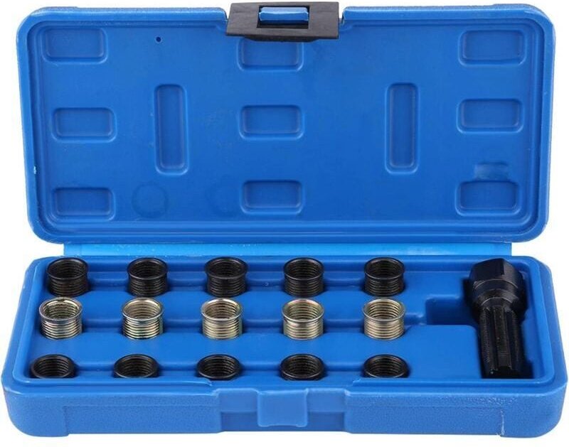 YMYNY Zündkerzengewinde-Reparatur-Werkzeugsatz, 16-teiliger 14 mm x 1,25 M16-Gewindebohrer mit Koffer, tragbares Zündker...