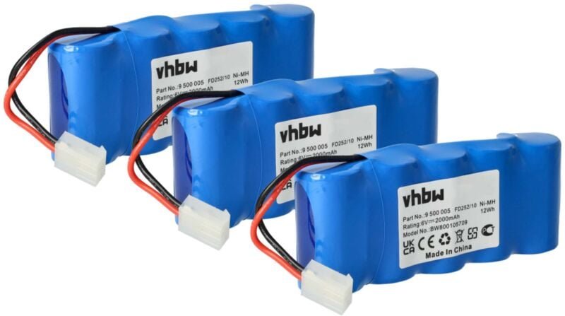 3x Ni-MH Akku 2000mAh (6V) kompatibel mit Werkzeuge D962E, FDD087, FDD087D, 861E, Bosch Somfy D14 Ersatz für Bosch 9 500...