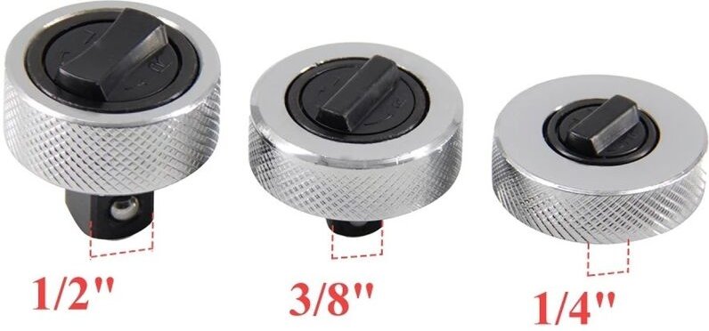 Mini-Ratschen-Steckschlüssel, Ganzstahl, Handratsche, Finger-Umkehrgriff, 1/4", 3/8", 1/2"-Antrieb, 3-teilig