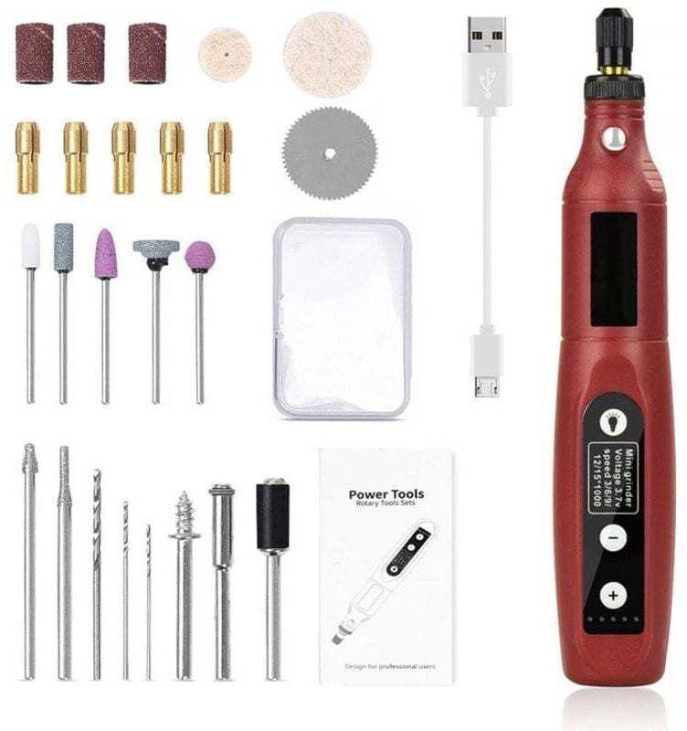 Mini-Akku-Bohrmaschine mit LED-Beleuchtung und USB-Aufladung – Rotationswerkzeug für Heimwerkerarbeiten, Polieren und Sc...