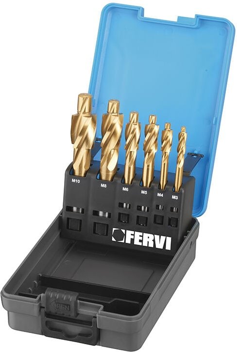 Fervi - Set 6 Senker Durchgangslocher M3 - M10 feine Qualitaet l019s