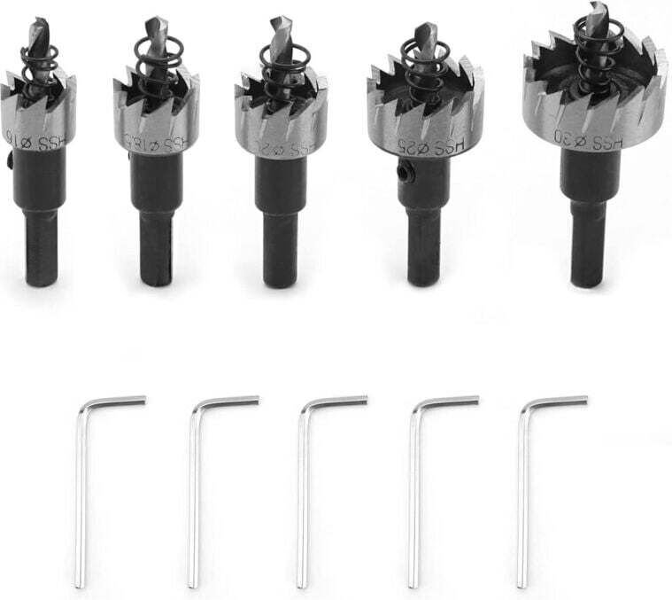 Ce jeu de 5 scies cloches en acier rapide est disponible dans les tailles 16/18,5/20/25/30 mm et convient à l'acier, à l...