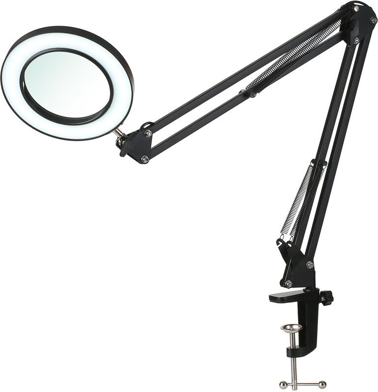 Tomshine Flexible Klemm-Tischleuchte mit 8-facher Vergrößerung, Schwenkarm, dimmbarer LED-Schreibtischlampe, 3 Farbmodi ...