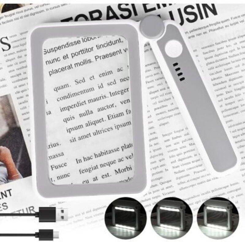 4-fache Vergrößerungslupe, wiederaufladbare Leselupe mit 10 LEDs, faltbare, beleuchtete Lupe zum Lesen und für Arbeiten ...