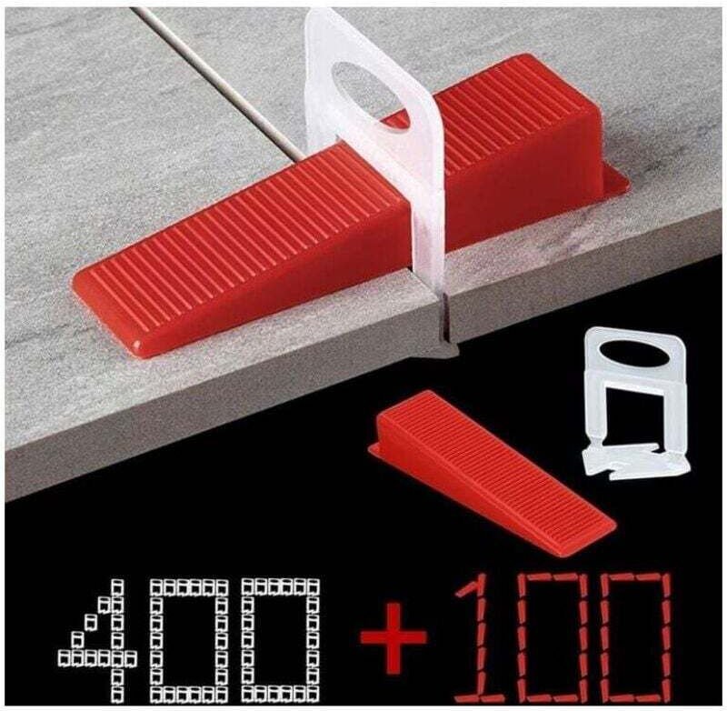 Fliesenverlegesystem für Fliesen mit 1,5 mm Fugenbreite, 400 Laschen, 100 wiederverwendbare Keile, geeignet für Fliesen ...