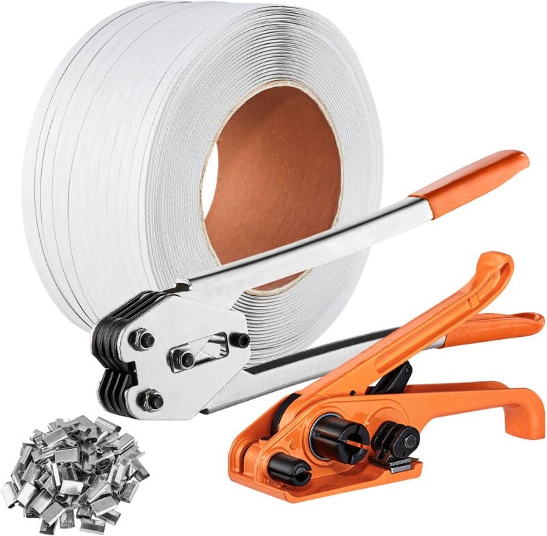 VEVOR Banding Umreifungsset mit Umreifungsspanner, Banding Sealer Tool, 1000 m langem PP-Band, 1000 Metalldichtungen, Pa...