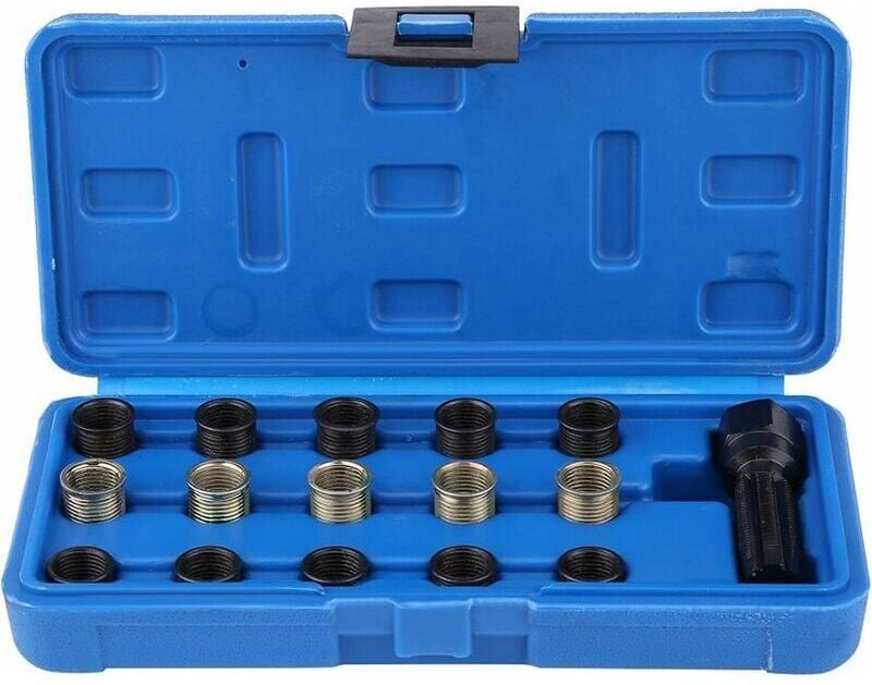 Zündkerzengewinde-Reparaturset, 16 Gewindebohrer M16 14 mm x 1,25 mm mit Koffer, tragbares Helicoil-Zündkerzen-Reparatur...