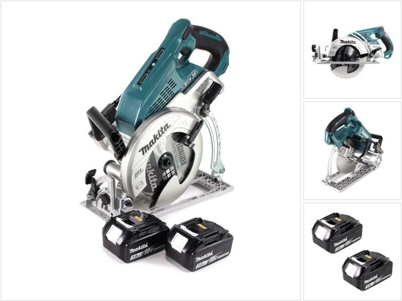 Thumbnail - Makita DRS 780 F Akku Handkreissäge 36V ( 2x18V ) 185 mm Brushless + 2x Akku 3,0Ah - ohne Ladegerät