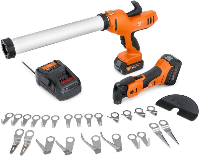 Fein - Akku-Kartuschenpresse und Akku-MultiMaster akp 18-600 as Autoglaser-Set top, 2x 4,0 Ah und Ladegerät