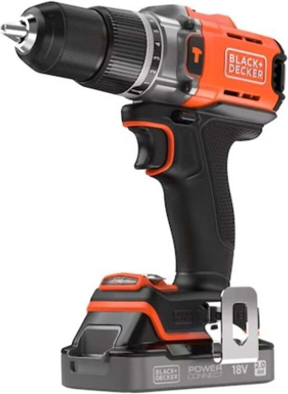 Black+decker Werkzeug - 18V Akku-Schlagbohrmaschine, 1x 2,0 Ah Li-Ion Akku, Ladegerät BCD383D1XC-QW