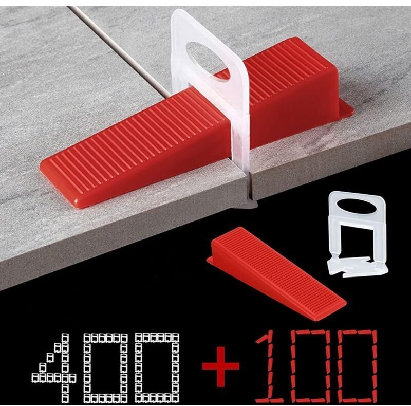 Fliesenverlegesystem für Fliesen mit 3 mm Fugenbreite, 400 Laschen, 100 wiederverwendbare Keile, Nivelliersystem für 3–1...