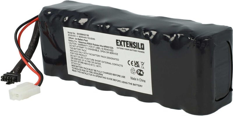 EXTENSILO Akku kompatibel mit Wolf Garten Expert Robo Scooter 1800 Rasenroboter Rasenmäher (6000mAh 25,6V Li-Ion)