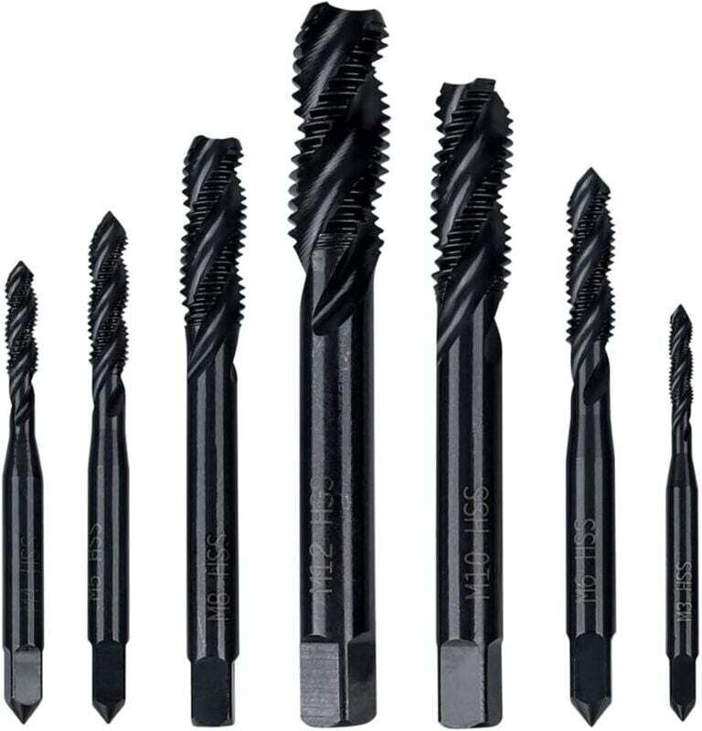 7-teiliges HSS-Gewindebohrer-Set mit Spiralnut, metrisches Spiralgewindebohrer-Sortiment M3 M4 M5 M6 M8 M10 M12, Gewinde...