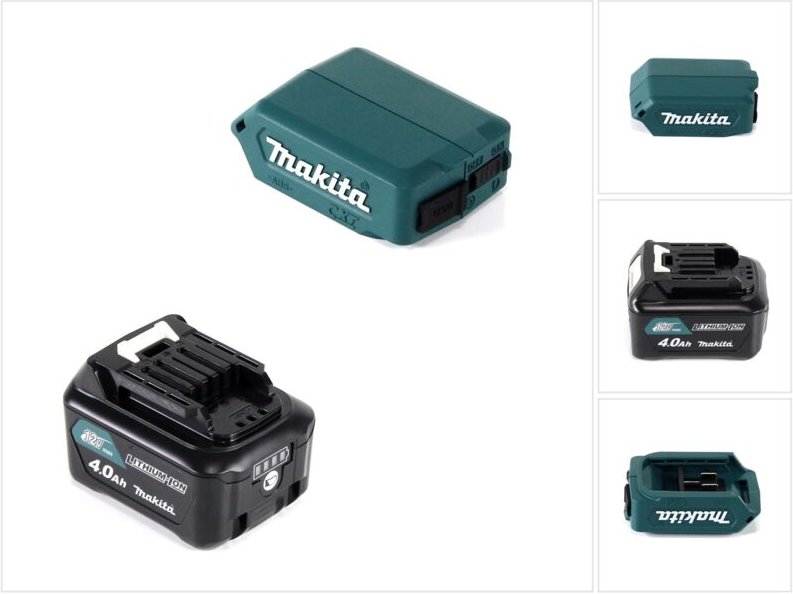 Makita DEAADP08 M1 USB Adapter für 10,8V-12V Akkus + 4,0 Ah Akku ( 197406-2 )