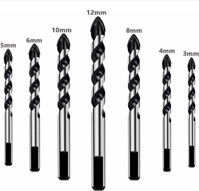 7-teiliges Bohrerset für Fliesen, Glas, Beton, Stein, Ziegel, Fliesen, Keramik und Spiegel (3 mm, 4 mm, 5 mm, 6 mm, 8 mm...
