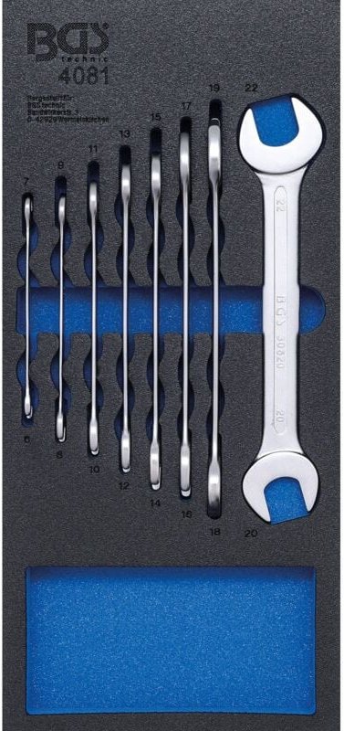 BGS Werkstattwageneinlage 1/3: Doppel-Maulschlüssel-Satz SW 6 - 22 mm 8tlg. - 4081