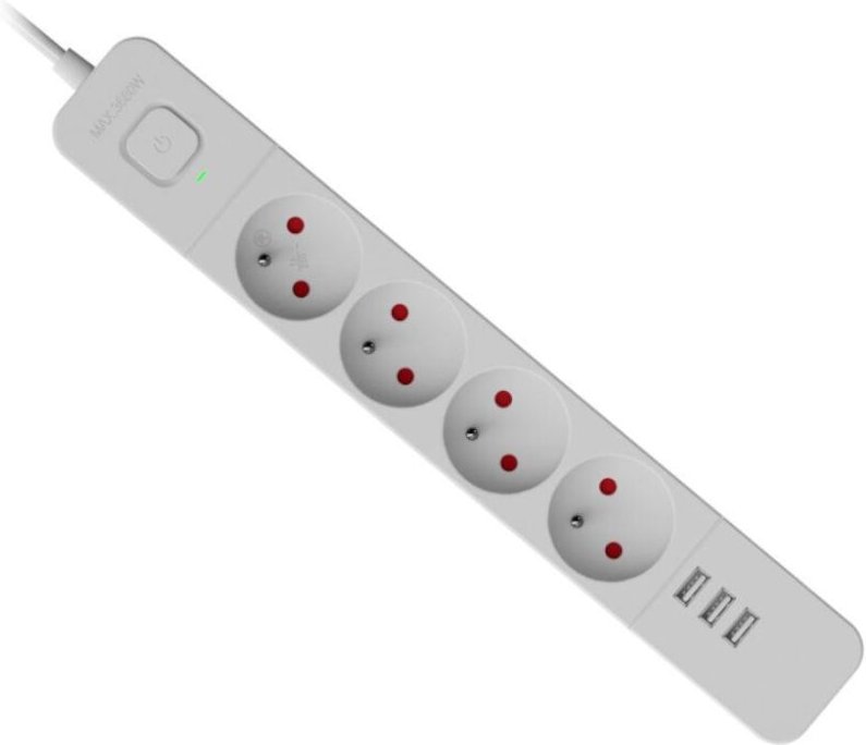 Defender SFS 133 Steckdosenleiste 1,5 m, 4 Steckdosen, 3x USB, weiß