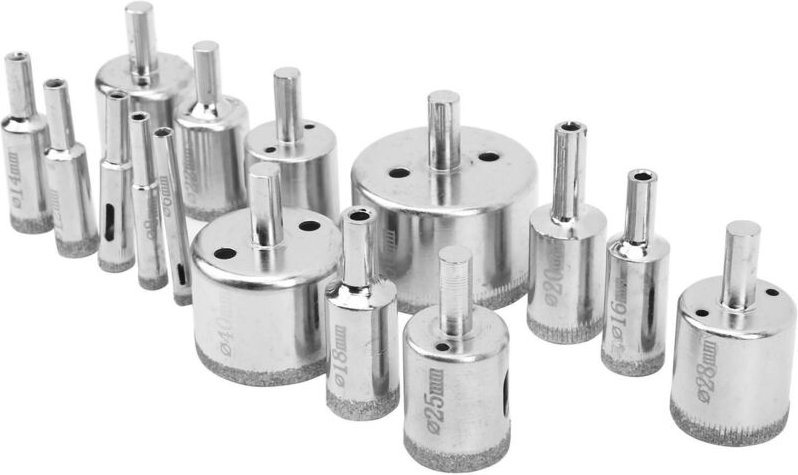 Lochsägen-Set, Diamant-Glasschneider, 15-teilig/Set, staubdicht, für Keramik und Glasmurmeln