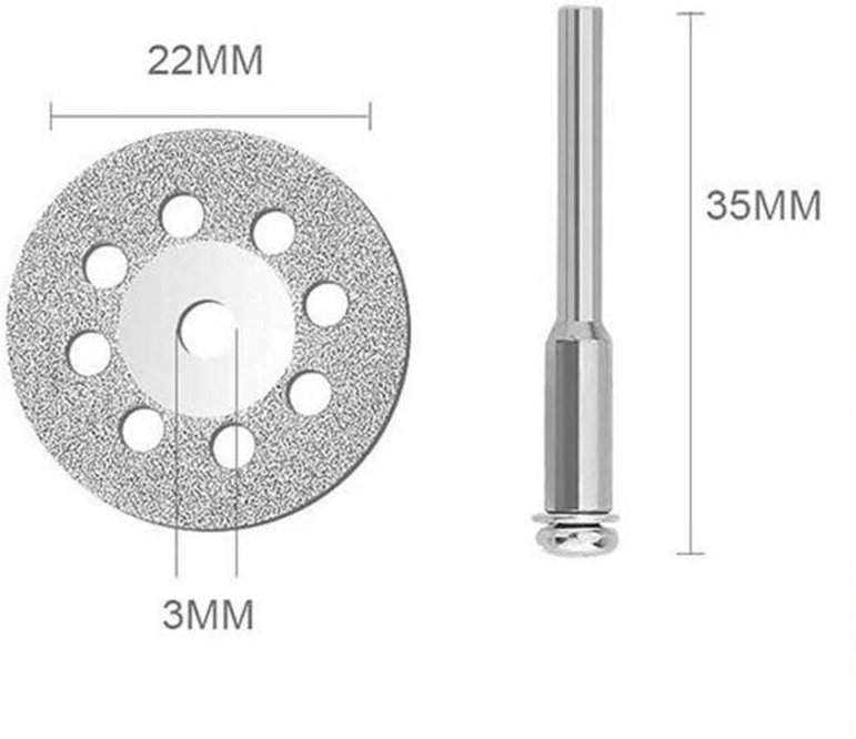 24 Diamanttrennscheiben mit 22 mm Durchmesser und 4 Dornen mit 3 mm Durchmesser, kompatibel mit Dremel-Rotationswerkzeug...