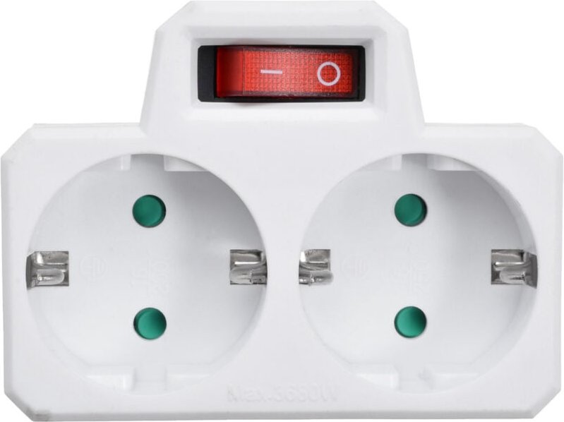 Ahlsen - 2-fach-Steckdosenleiste mit Schalter, französische Steckdosen, weiß