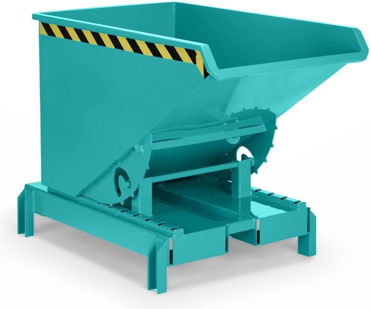 RR Industrietechnik Abrollkipper Typ RAM-DST-30 300dm³ für Deichselstapler RAL 5018 Türkisblau