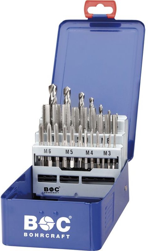 Bohrcraft - Handgewindebohrer-Satz GK12 din 352 hssg M3-M12+Kernloch 28-teilig