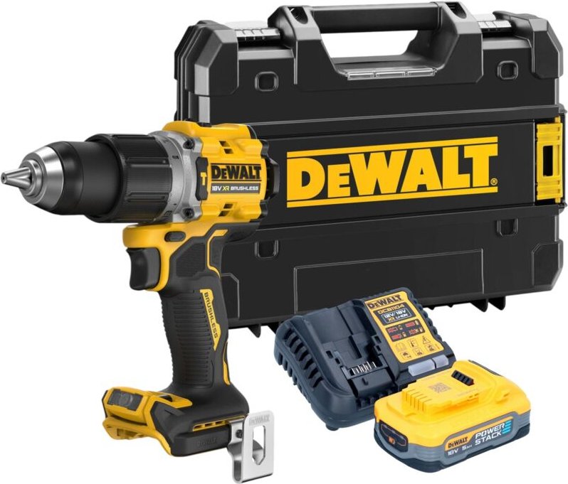 DeWalt DCD 805 H1T Akku Schlagbohrschrauber 18 V 90 Nm Brushless + 1x Powerstack Akku 5,0 Ah + Ladegerät + TSTAK