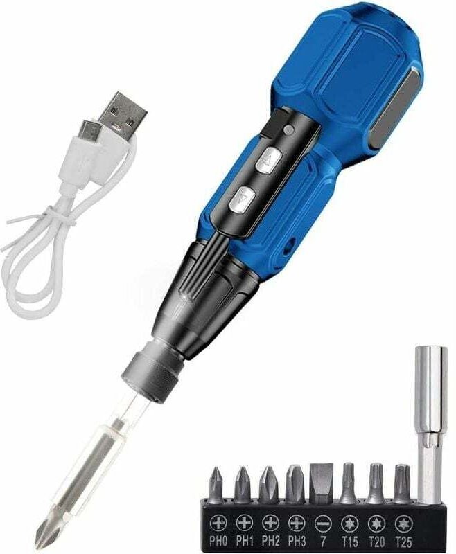 Elektroschrauber 900 mAh wiederaufladbarer Akkuschrauber mit 6,35 mm Doppelkopf-Bit und USB-Kabel, 8 Bit, 4 Nm elektrisc...