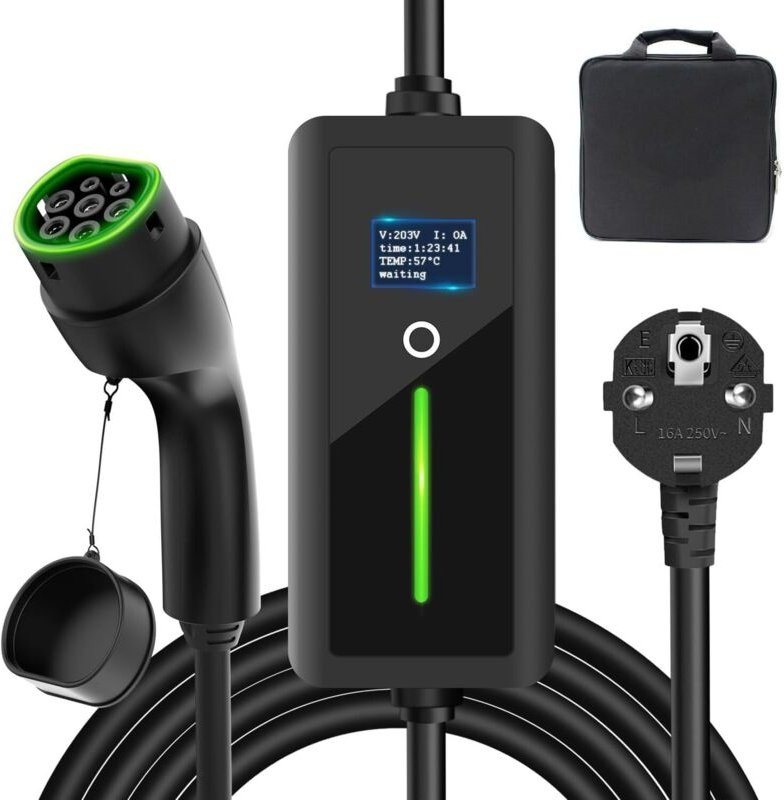 Mobiles Ladegerät, 3,5 kW tragbares Ladekabel mit EU-Schuko-Stecker, IP67 wasserdicht, 7,5 Meter, 16 A Ladekabel, IEC 62...