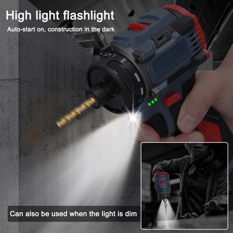 16,8-V-Multifunktions-Elektroschrauber, 45 Nm Drehmoment, bürstenloser Motor, praktisches Werkzeug für die Installation ...