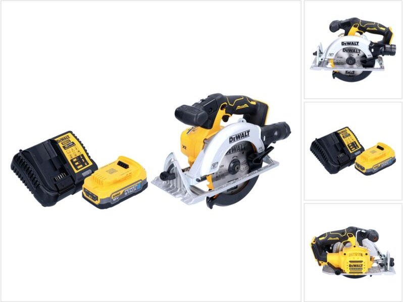 DeWalt DCS 565 E1 Akku Handkreissäge 18 V 165 mm Brushless + 1x Powerstack Akku 1,7 Ah + Ladegerät