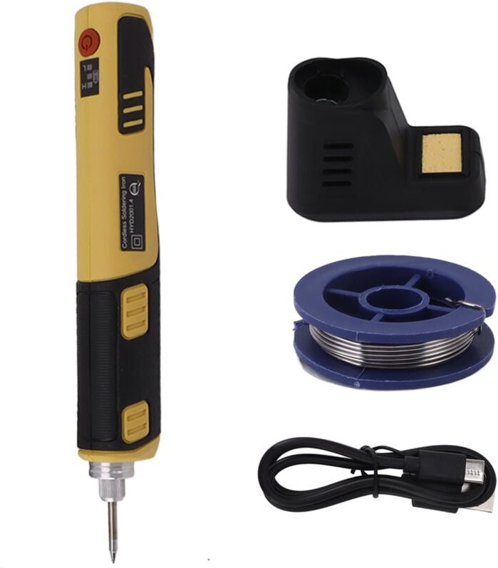 Tragbares, kabelloses Lötkolben-Set mit hitzebeständigem Griff für Baustellen (Gelb).