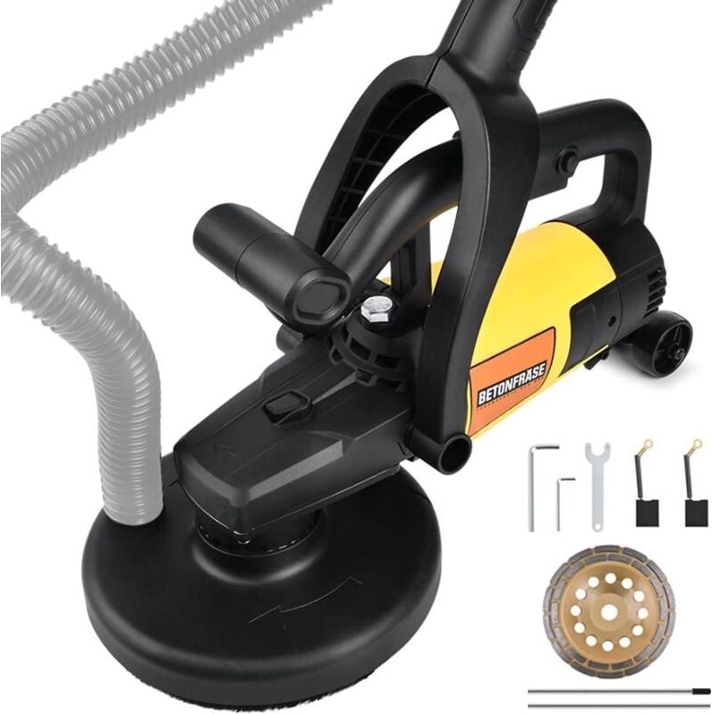 Betonschleifer leistungsstarkem 3800W Motor, Langer Handgriff, Inkl. 180mm Diamantschleiftopf, 0-6000 rpm, M14, 6 Geschw...