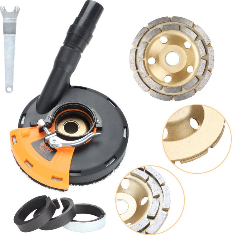 Wolketon Absaughaube für Winkelschleifer 125 mm – Universal Staubabsaugung für Betonschleifer, Absaugaufsatz für Diamant...