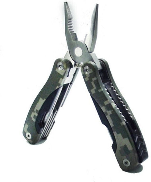 12-in-1 Multifunktions-Universalzange, Kabelschneider, Flaschenöffner, 3-6-8-mm-Schraubendreher, Tarnfeile