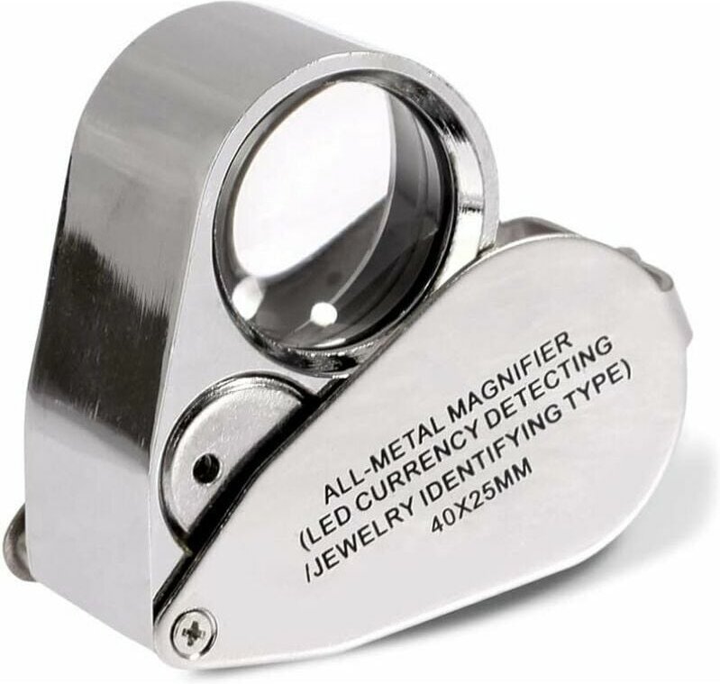 40-fache faltbare Juwelierlupe mit LED-Beleuchtung (LED-Gelderkennungs-/Juwelieridentifikationslupe)