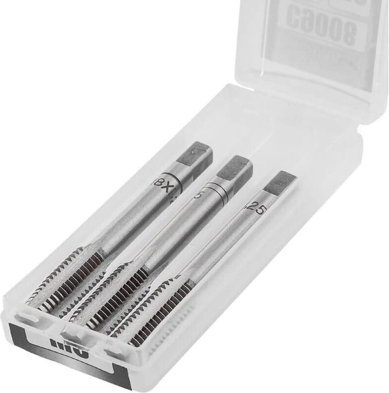 M4 x 0,7 HSS-G (TOP) Gewindebohrer-Set, Si-Cr, 3-teilig. – Vorschneiden, Zentrierschneiden, sofort einsatzbereit – DIN 3...