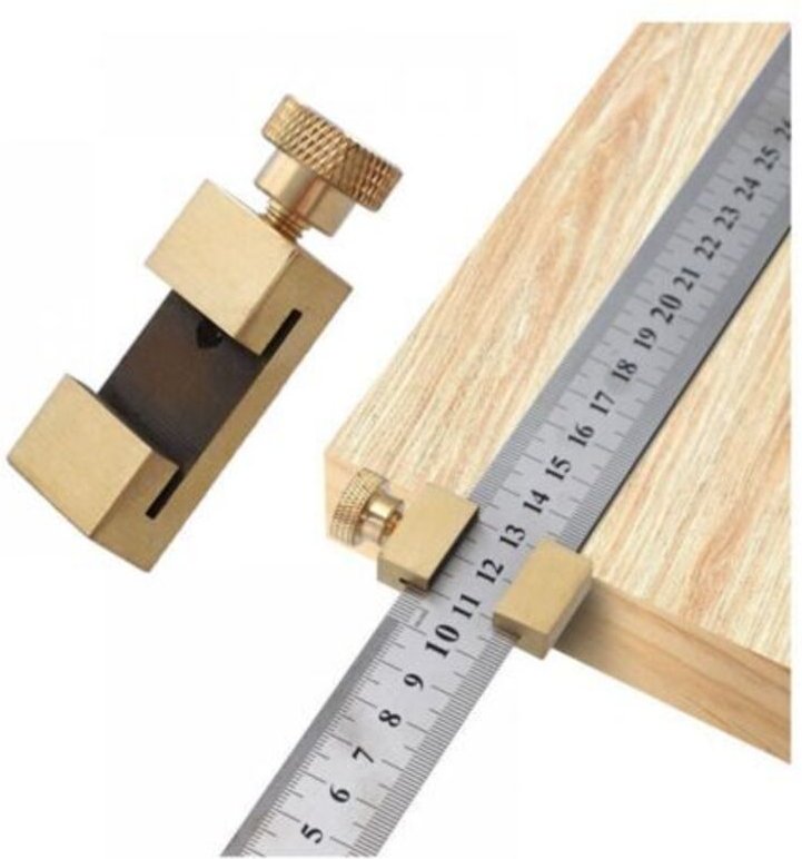 Positionierungslineal aus Edelstahl, Ruler Werkzeug Messing Stahl Lineal Block, Linealanschlag, Markierungslineal 30 cm,...