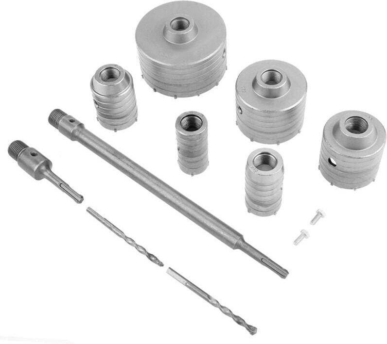 10-teilige Kronenlochsäge, SDS-Betonwandbohrer mit rundem Griff und Adapter, Lochsägen-Bohrer-Verlängerungsstange, Bohrl...