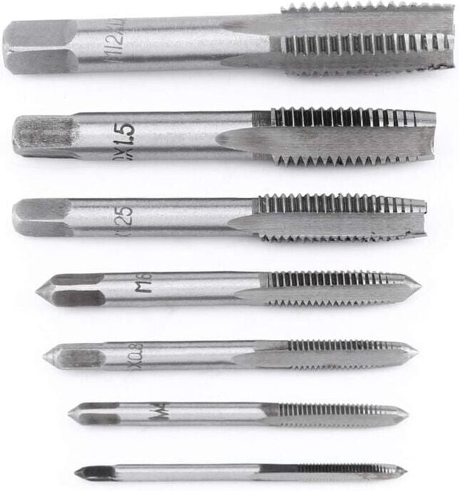 Thumbnail - 7-teiliges Gewindebohrer-Set aus metrischem Lagerstahl, Gewindebohrer aus Lagerstahl, M3-M12