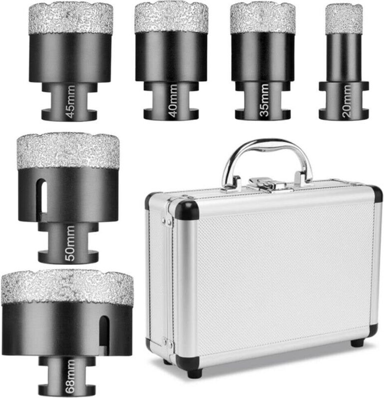 M14 Diamant-Lochsägen-Set, 20/35/40/45/50/68 mm, Winkelschleifer, Diamantbohrer, Nass- und Trockenbohrkasten, Bit für Gr...