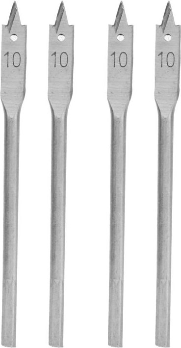 Tbest Bohrer-Set, 4-teiliges Flachbohrer-Set aus Kohlenstoffstahl für Holz, 3-Punkt-Bohrer für Holzbearbeitung, 10 mm