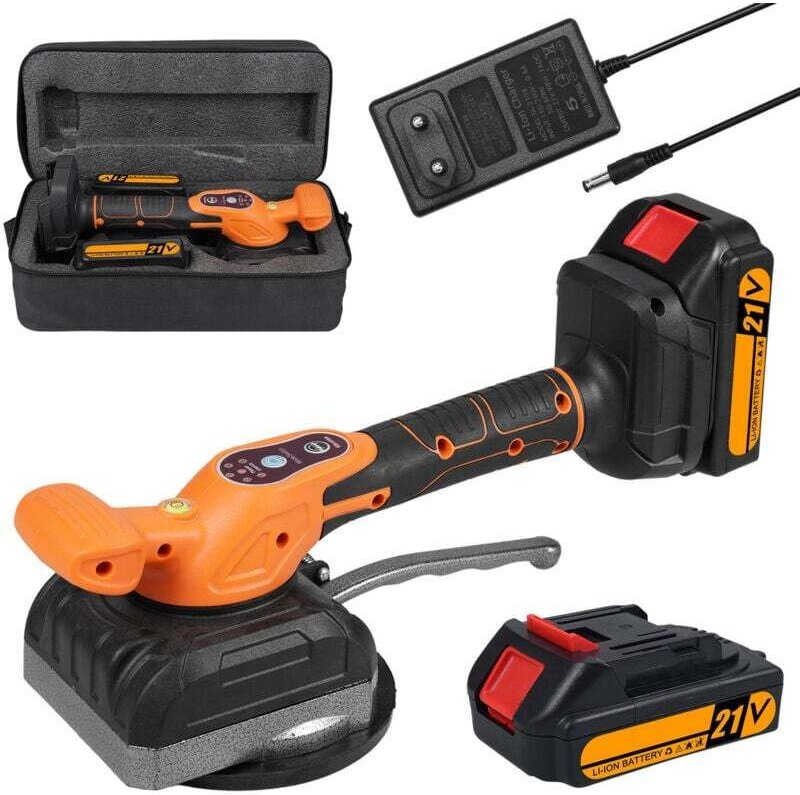 Fliesenrüttler, max. 13500 U/min, elektrischer Fliesensauger, 5 einstellbare Geschwindigkeiten, 130-mm-Sauger und 2 Batt...