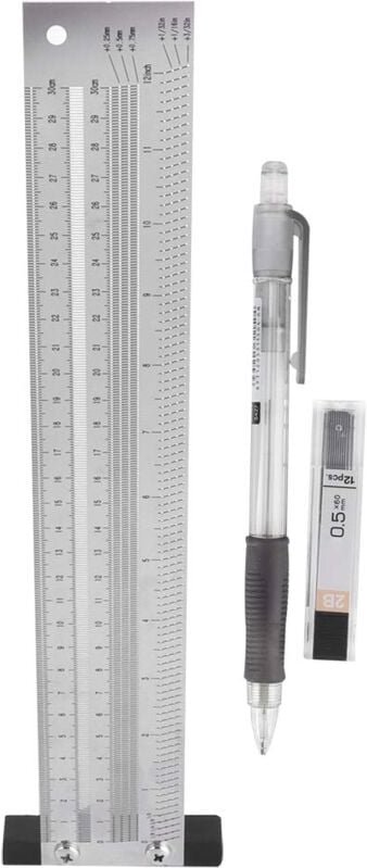300mm/12in Marking Lineal, Edelstahl Holzbearbeitung Scribing Lineal Messwerkzeug (300mm/12in) - Ej.life