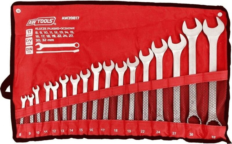 AWTOOLS 17-teiliges Maulschlüssel-Set aus Chrom-Vanadium-Stahl