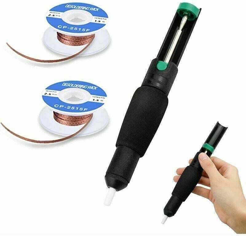 Entlötlitze, Lötreinigungsset, XU, 2 Litzen und 1 Entlötpumpe, Entlötpumpe, Entlötlitze, Entlötsauger, Werkzeug zum Entf...