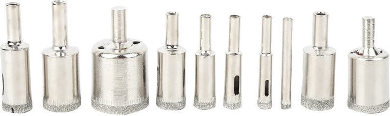 Lochsägen-Set, marmorbeschichteter Diamantbohrer, marmorbeschichteter Bohreröffner, 10-teilig, 6 bis 30 mm Lochsäge