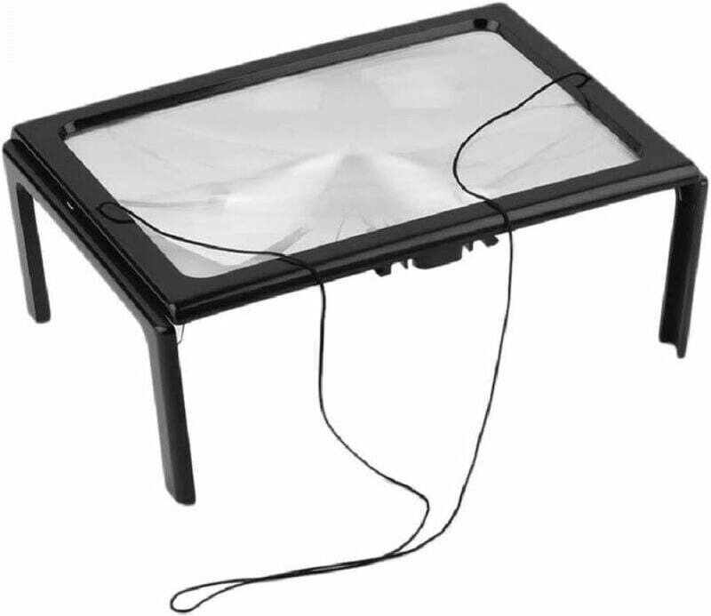 Leselupe für Senioren - (Vergrößerung: 3x) A4 Tischlupe mit LED-Licht