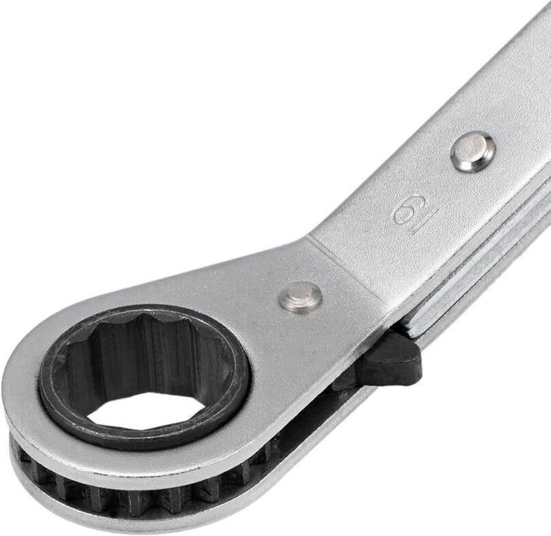 Wende-Ratschenschlüssel, versetzte Doppelstecknuss 11 mm x 13 mm, Chrom-Vinyl-Stahl